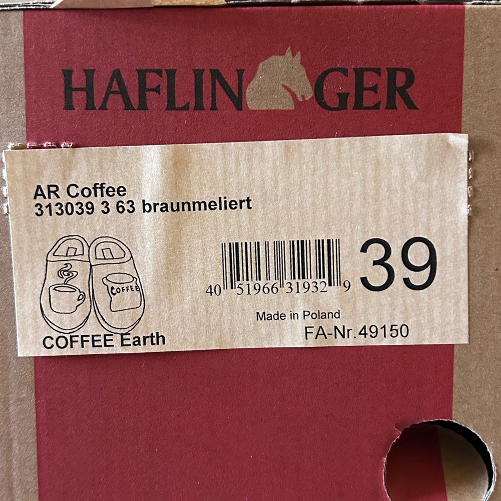 Haflinger coffee felt slippers 39